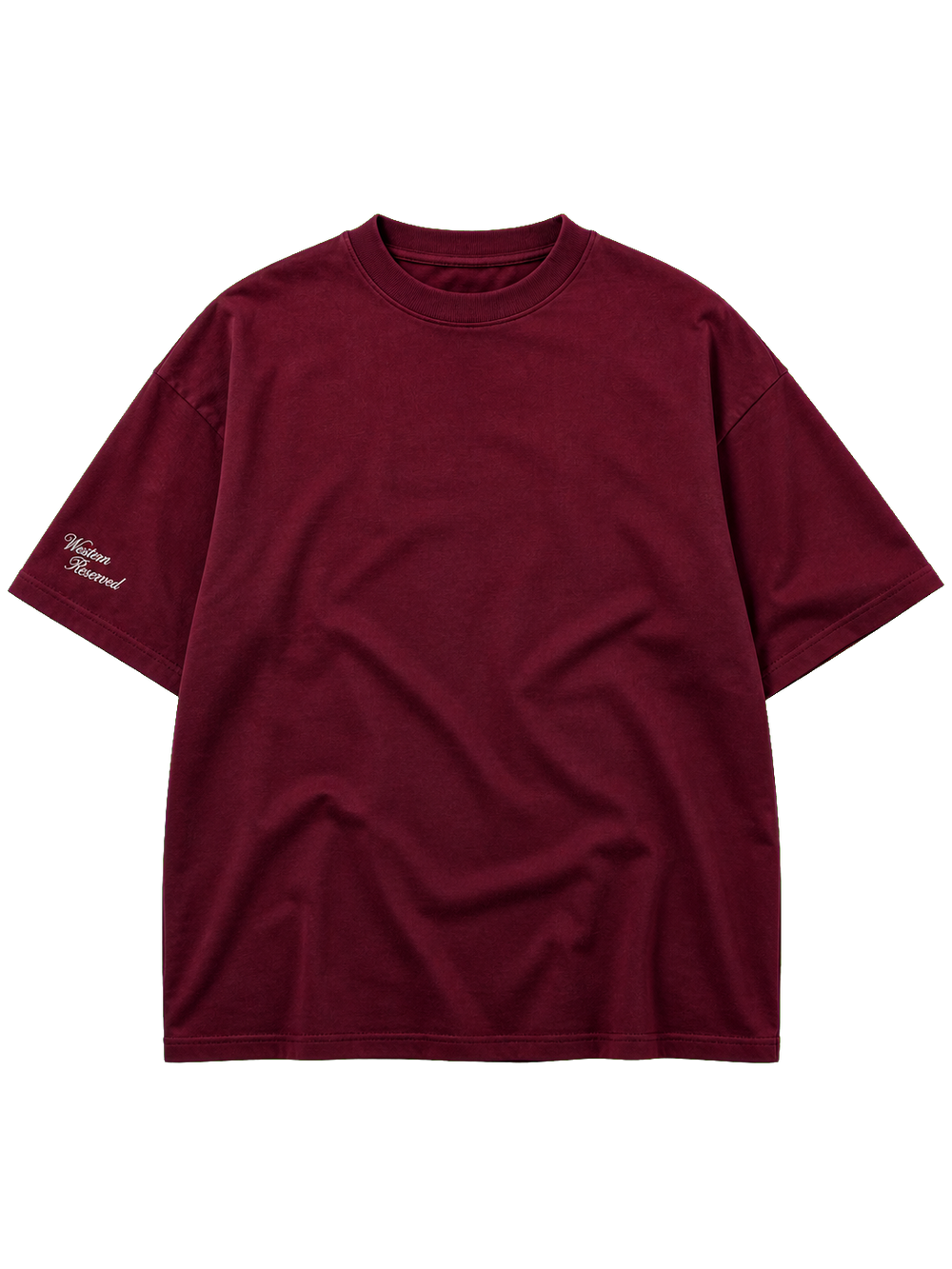 Wester Reserved Rhinestone Back Tee — Bordo — ön görünüm