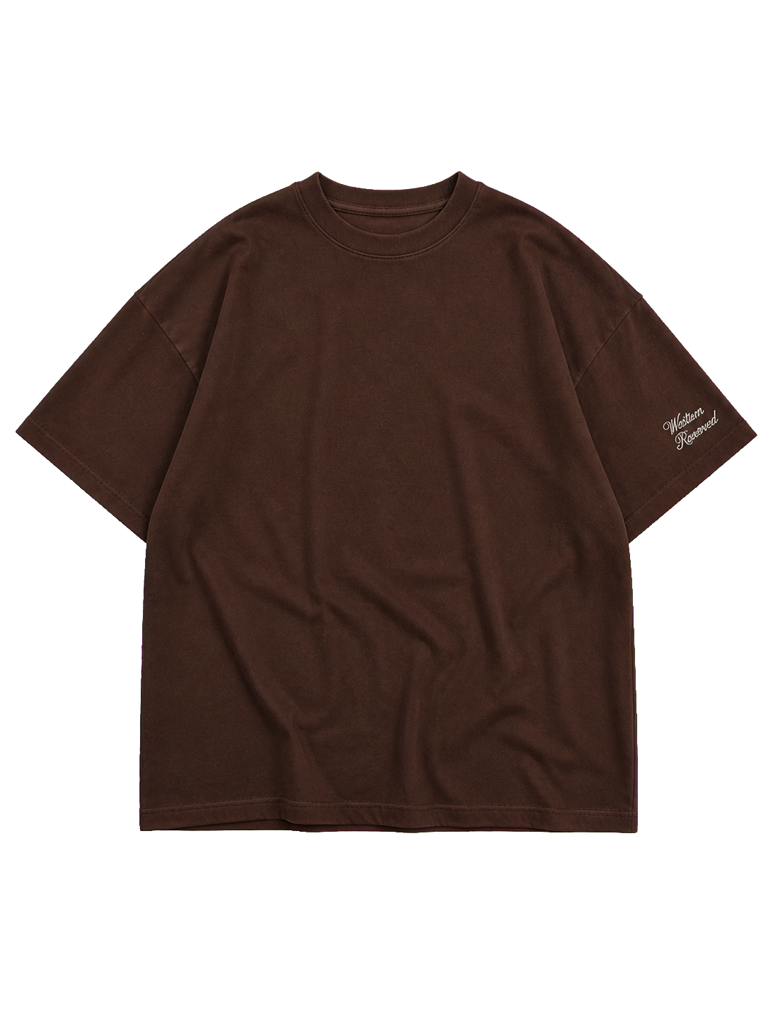 Wester Reserved Rhinestone Back Tee — Kahve — ön görünüm