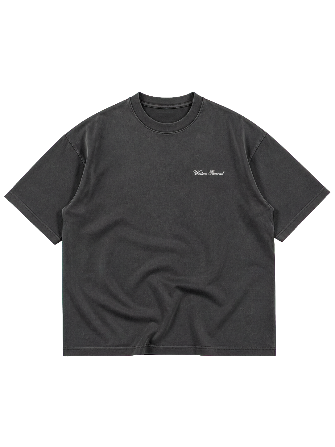 Wester Reserved Celestial Back Tee — Antrasit — ön görünüm