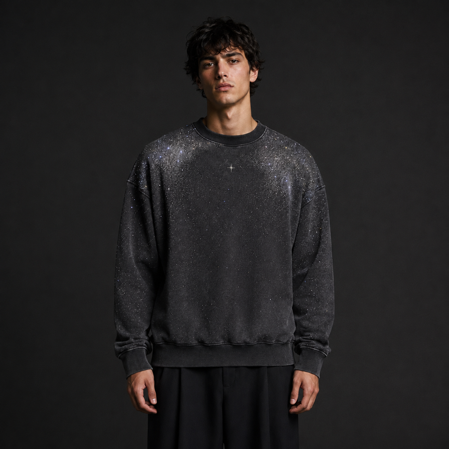 STARDUST 001 Oversize Sweatshirt — Washed Anthracite