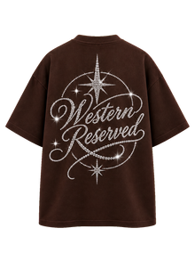 Wester Reserved Rhinestone Back Tee — Kahve — arka görünüm