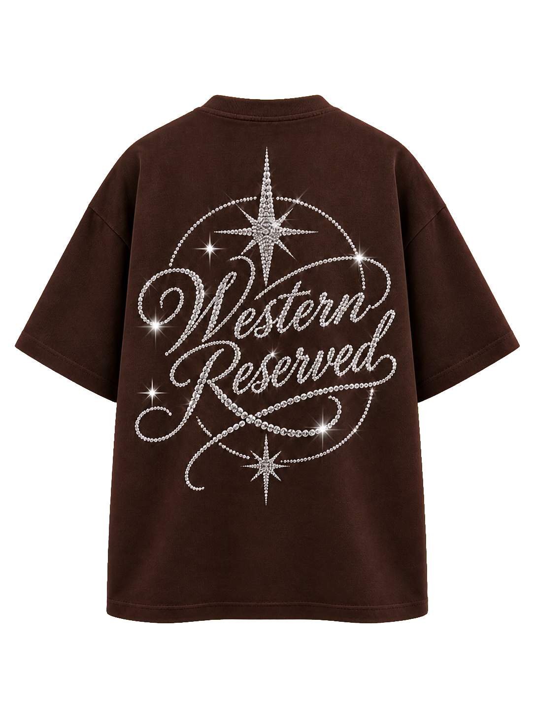 Wester Reserved Rhinestone Back Tee — Kahve — arka görünüm