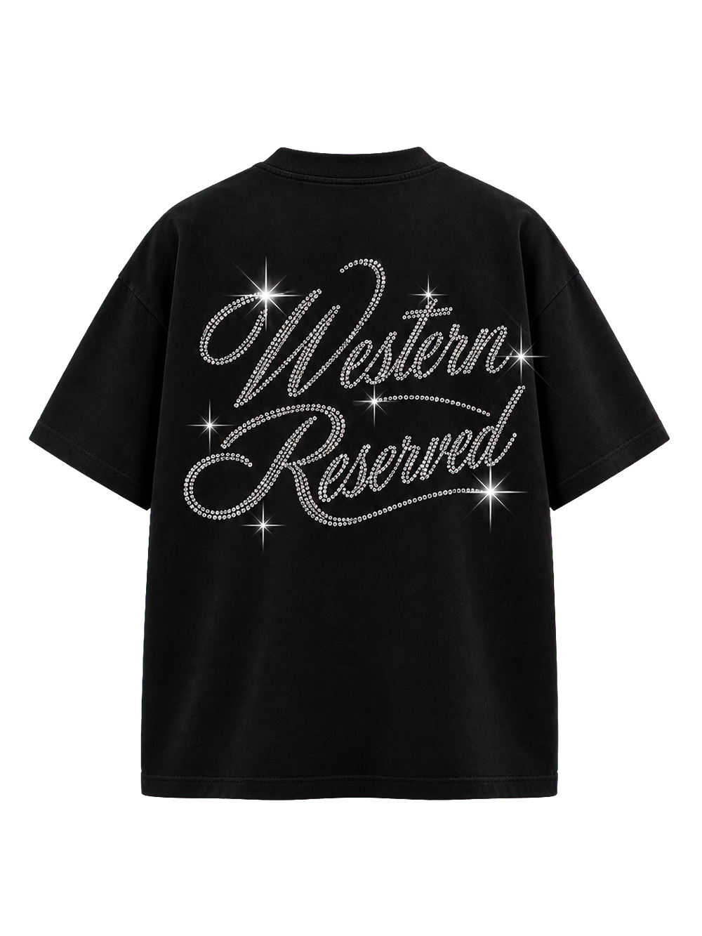 Wester Reserved Rhinestone Back Tee — Siyah — arka görünüm
