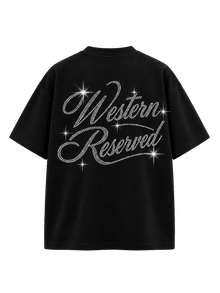Wester Reserved Rhinestone Back Tee — Siyah — arka görünüm