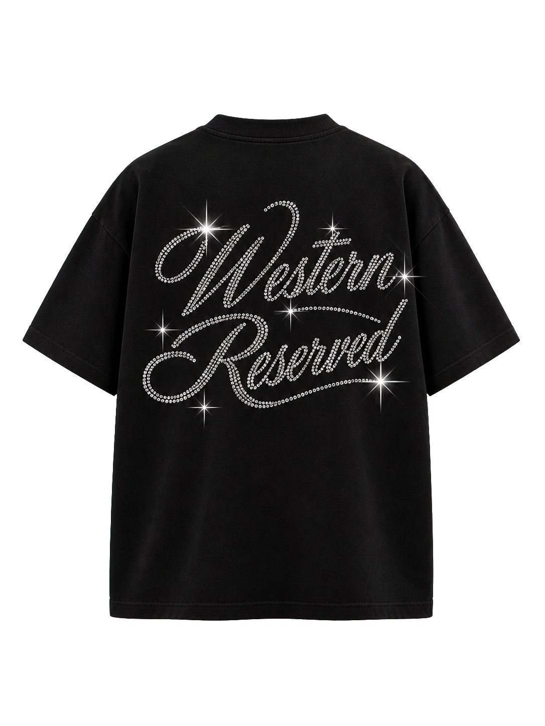 Wester Reserved Rhinestone Back Tee — Siyah — arka görünüm