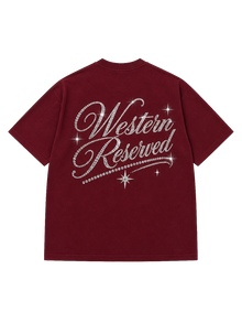 Wester Reserved Rhinestone Back Tee — Bordo — arka görünüm