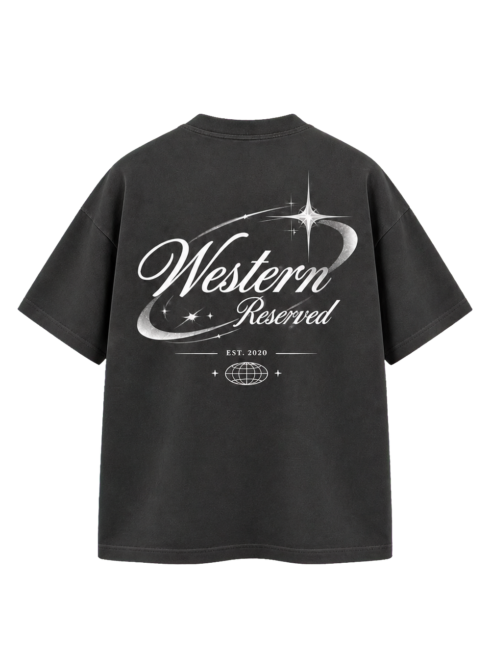 Wester Reserved Celestial Back Tee — Antrasit — arka görünüm