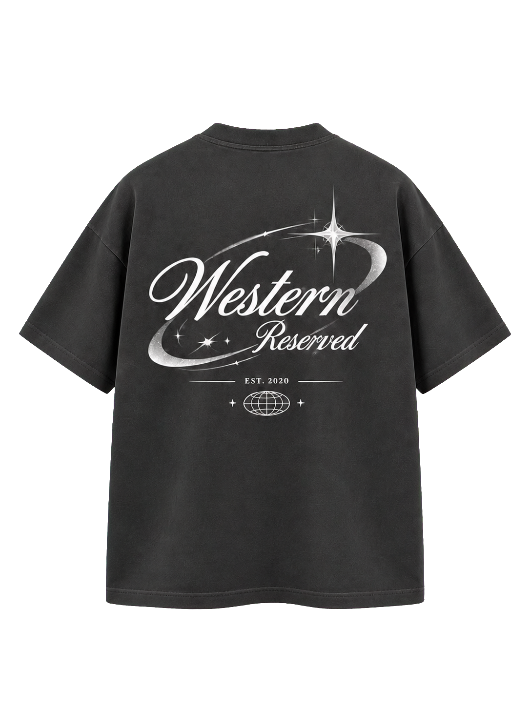 Wester Reserved Celestial Back Tee — Antrasit — arka görünüm