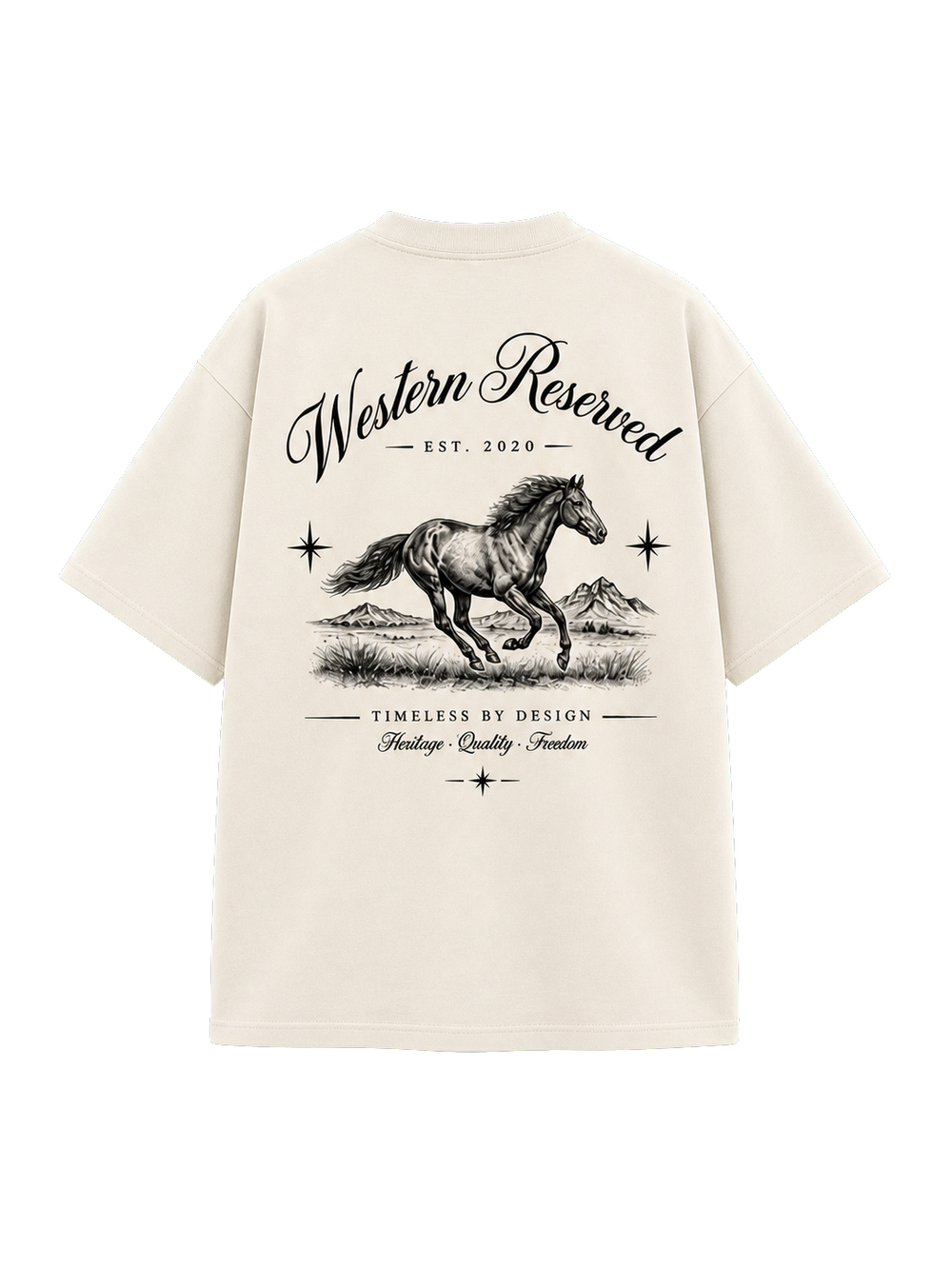 Wester Reserved Horse Back Tee — Krem — arka görünüm