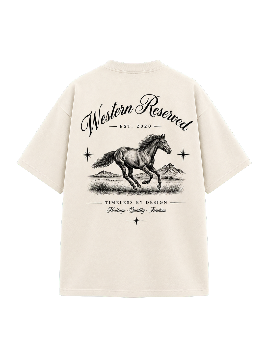 Wester Reserved Horse Back Tee — Krem — arka görünüm