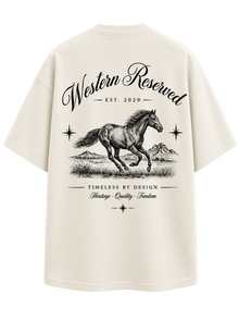 Wester Reserved Horse Back Tee — Krem — tasarım detayı