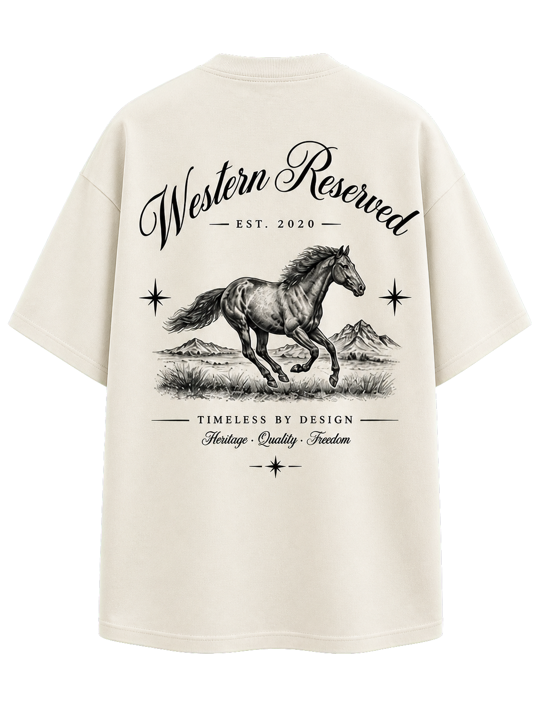 Wester Reserved Horse Back Tee — Krem — tasarım detayı