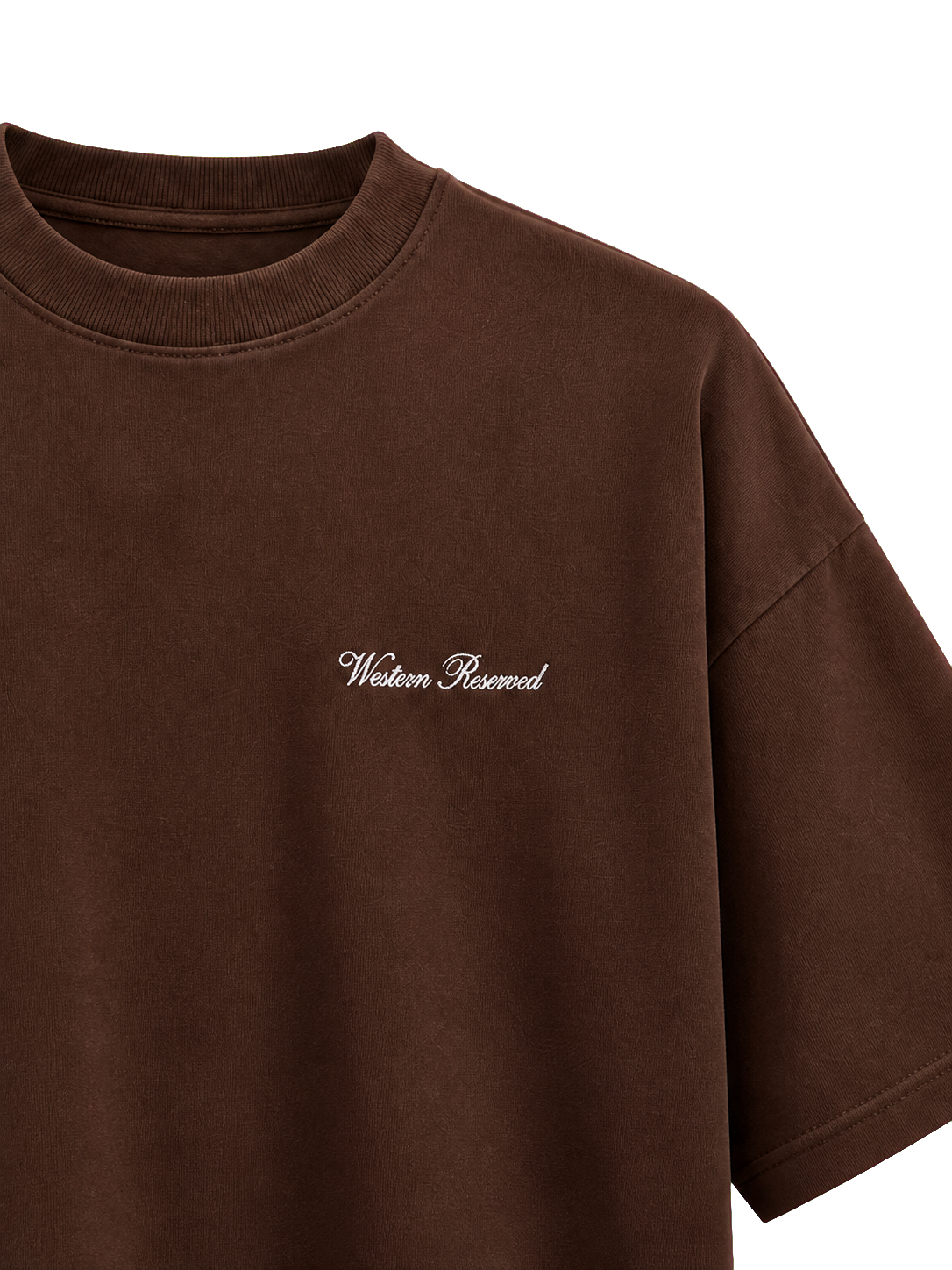 Wester Reserved Essential Tee — Kahve — tasarım detayı