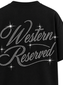 Wester Reserved Rhinestone Back Tee — Siyah — tasarım detayı