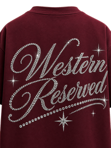 Wester Reserved Rhinestone Back Tee — Bordo — tasarım detayı