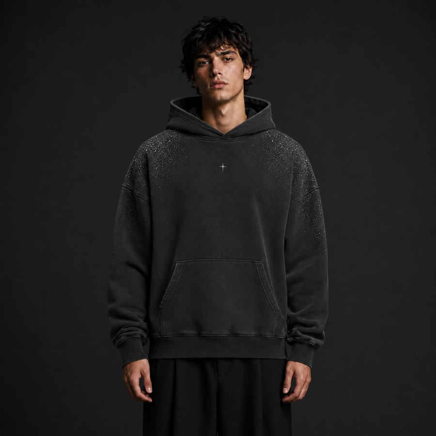 BLACK COMET 004 Oversize Hoodie — Washed Black