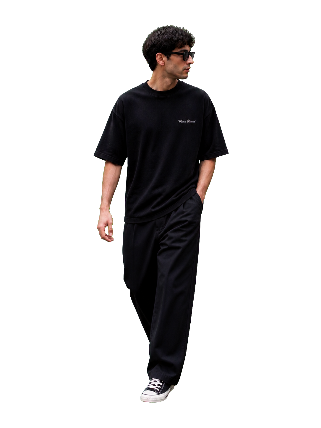 Wester Reserved Essential Tee — Siyah — manken görünümü