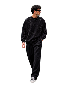 Wester Reserved Galaxy Sweatshirt — Siyah — manken görünümü