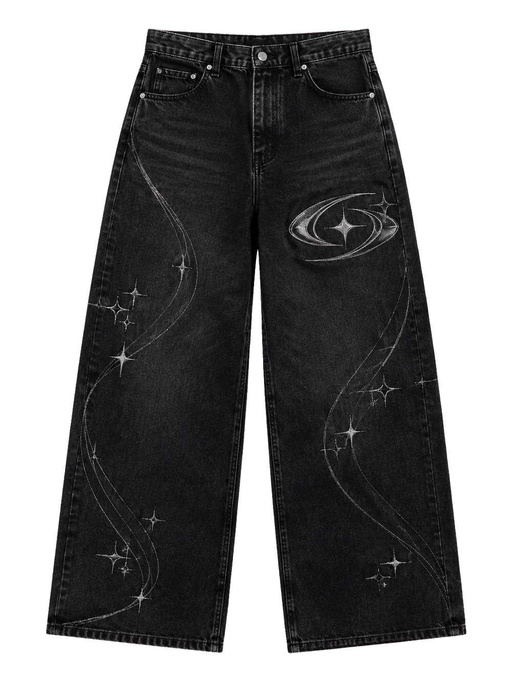 CONSTELLATION BAGGY DENIM 302 — Siyah şeffaf zeminli ürün ön görünümü
