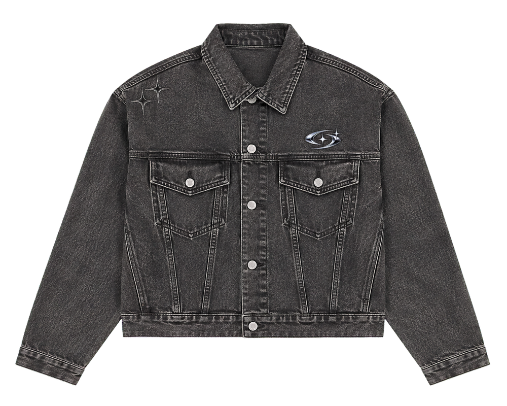 ECLIPSE DENIM JACKET 502 — Grafit şeffaf zeminli ürün ön görünümü