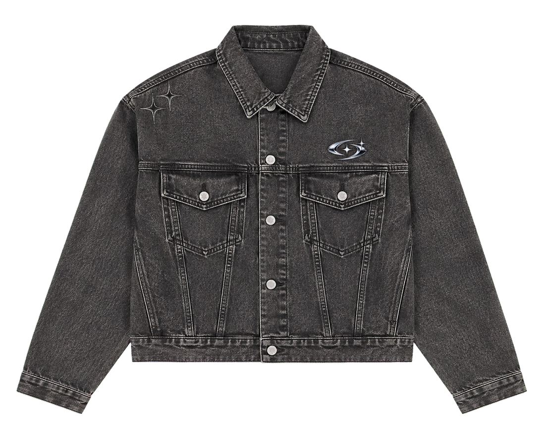 ECLIPSE DENIM JACKET 502 — Grafit şeffaf zeminli ürün ön görünümü