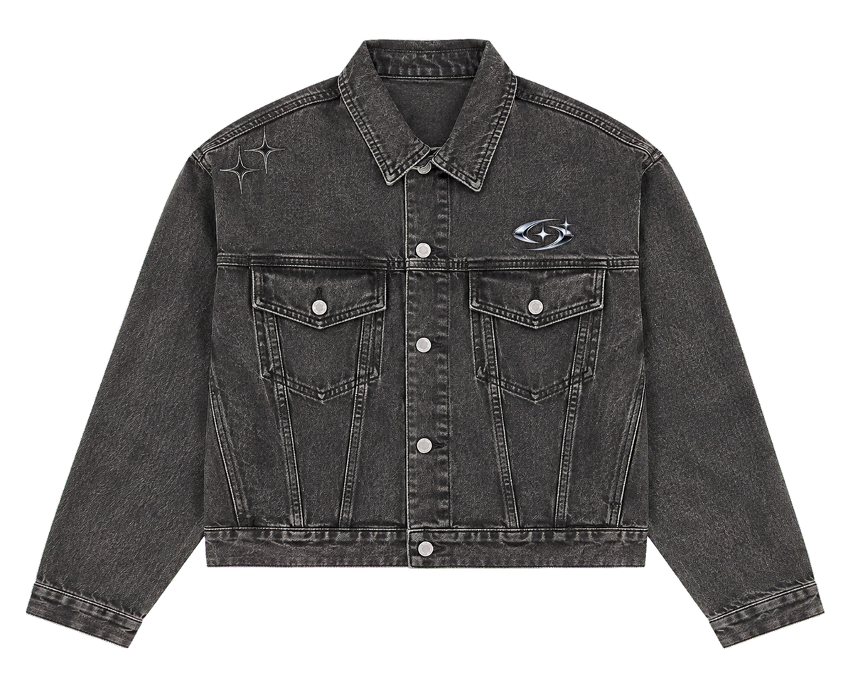 ECLIPSE DENIM JACKET 502 — Grafit şeffaf zeminli ürün ön görünümü