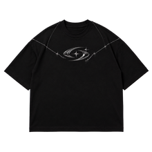GHOST ORBIT TEE 202 siyah oversize tişört ön görünüm