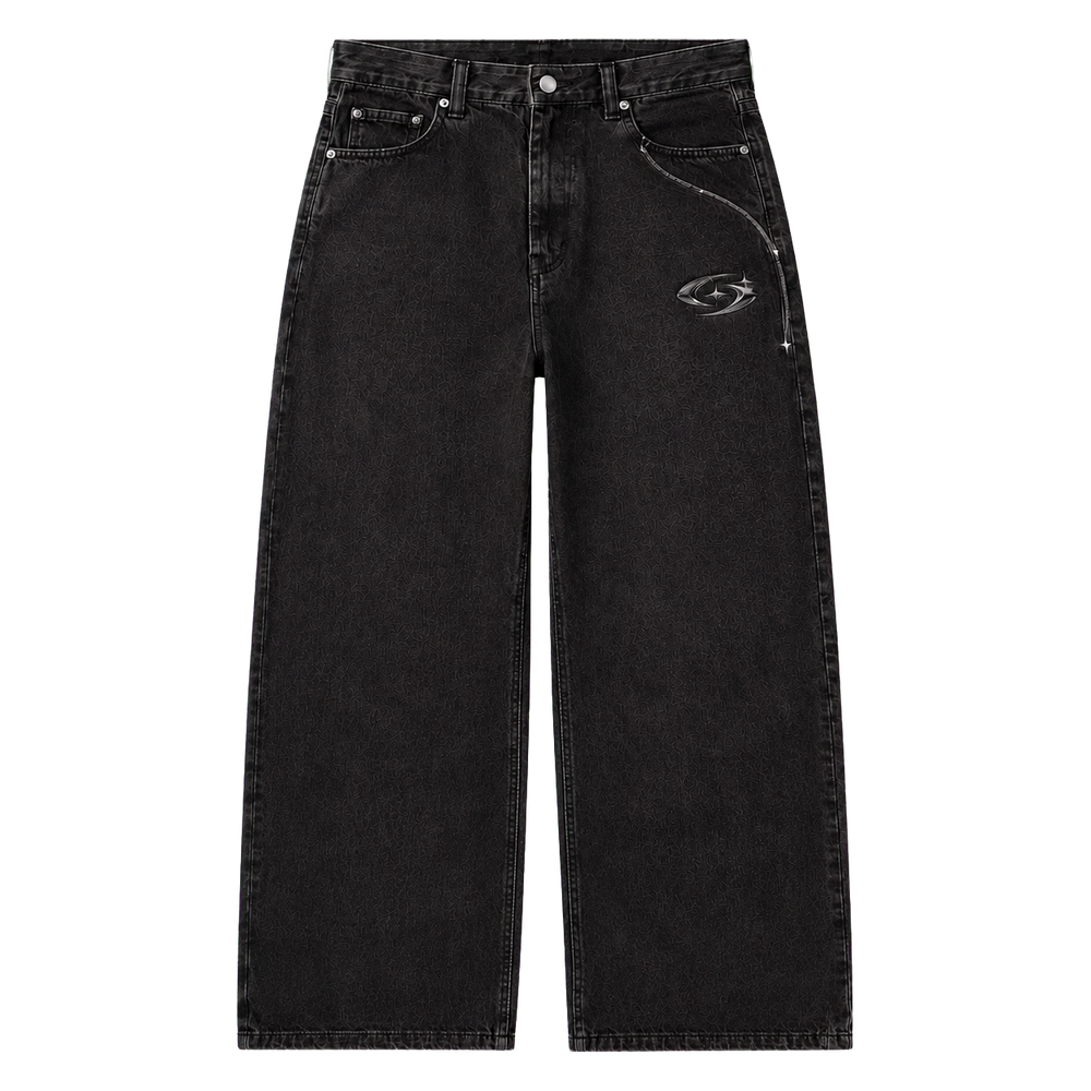 ORBIT BAGGY DENIM 301 siyah baggy jean ön görünüm