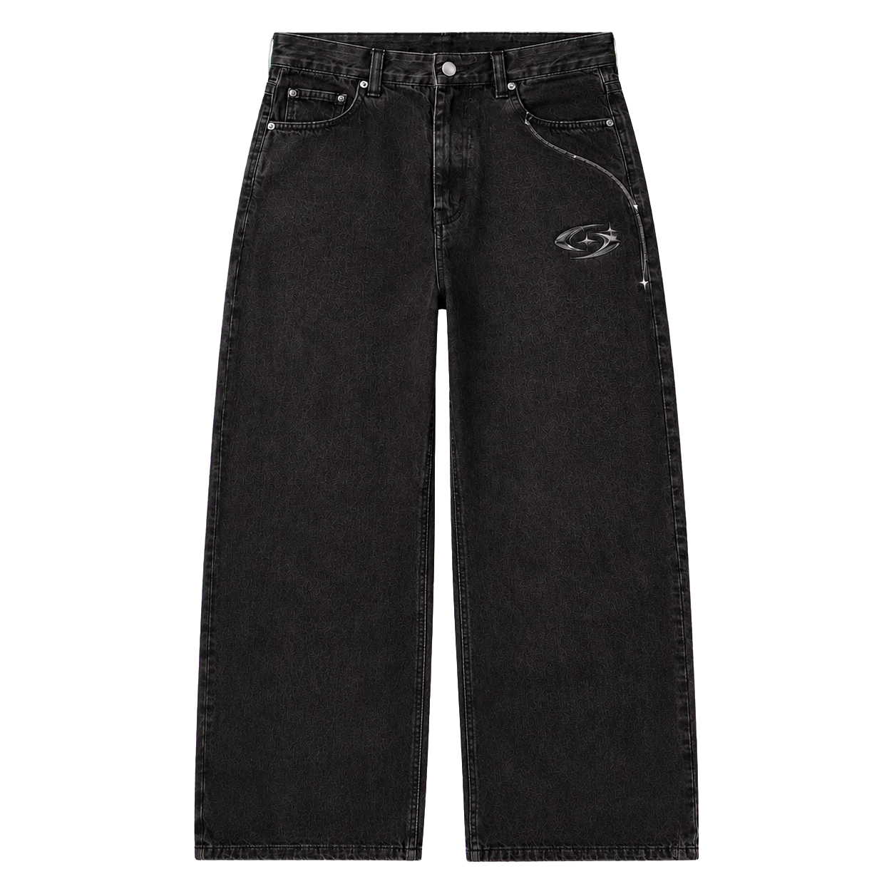ORBIT BAGGY DENIM 301 siyah baggy jean ön görünüm