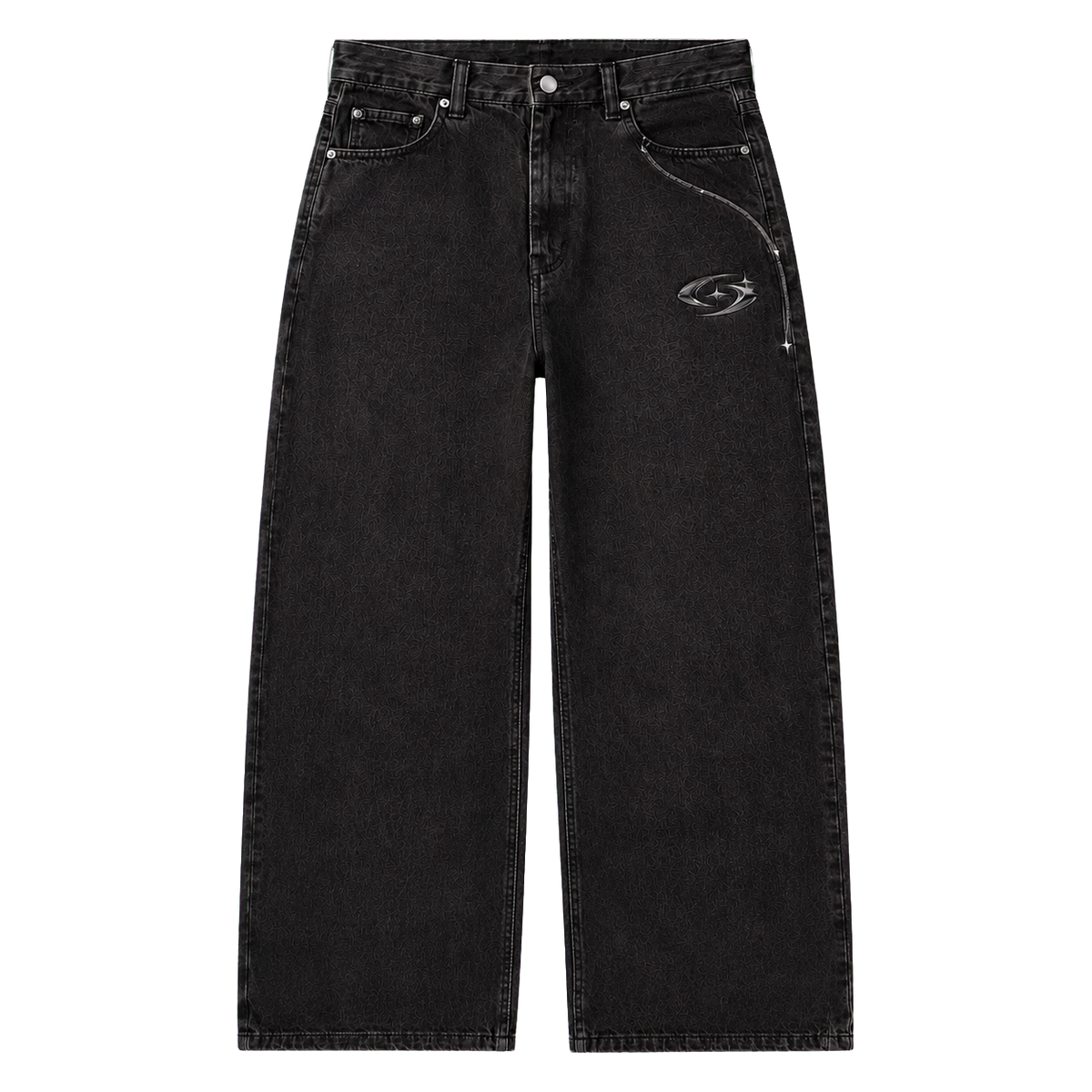 ORBIT BAGGY DENIM 301 siyah baggy jean ön görünüm