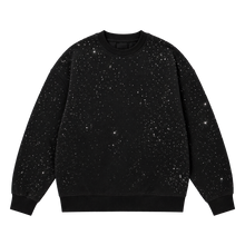 STARDUST 001 siyah yıldız dokulu oversize sweatshirt ön görünüm